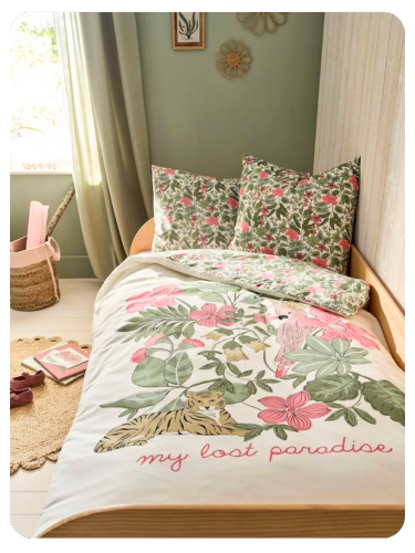 Kinder Bettwäsche-Set TROPICAL mit Recycling-Baumwolle - mehrfarbig